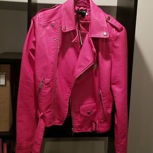 Leather Look Crop Biker Jacket